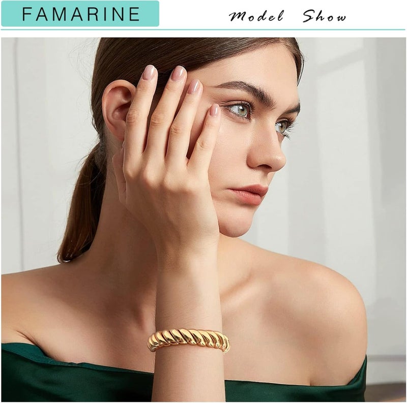 FAMARINE سوار سميك من الذهب والفضة للنساء والرجال - Image 2